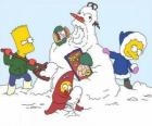 Bart, Lisa και Maggie κάνει έναν χιονάνθρωπο